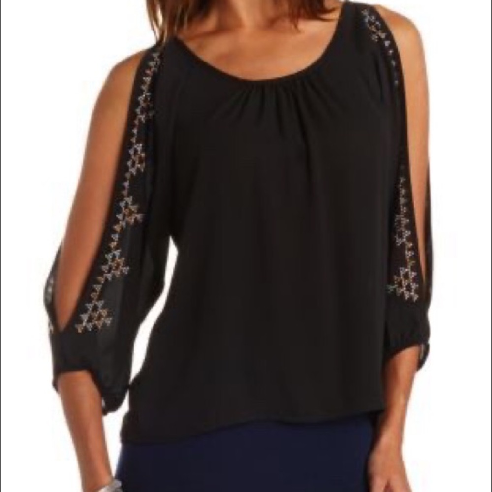 Charlotte Russe Long Sleeve Rhinstone Top